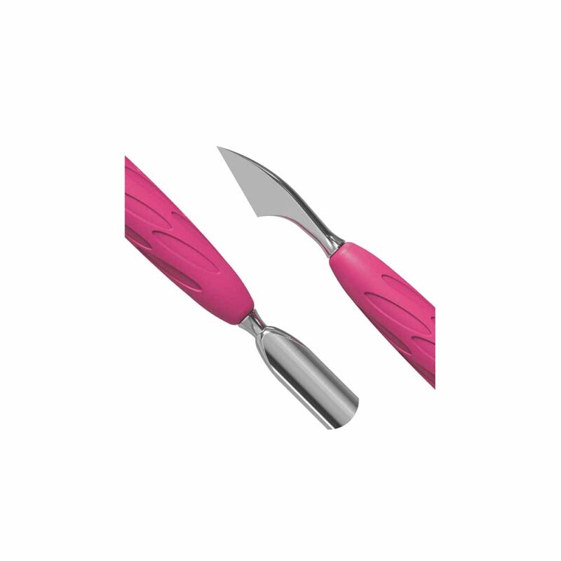 Empujador de manicura con mango de silicona «Gummy» UNIQ 10 TIPO 3 (empujador redondeado estrecho + hacha) - Image 3