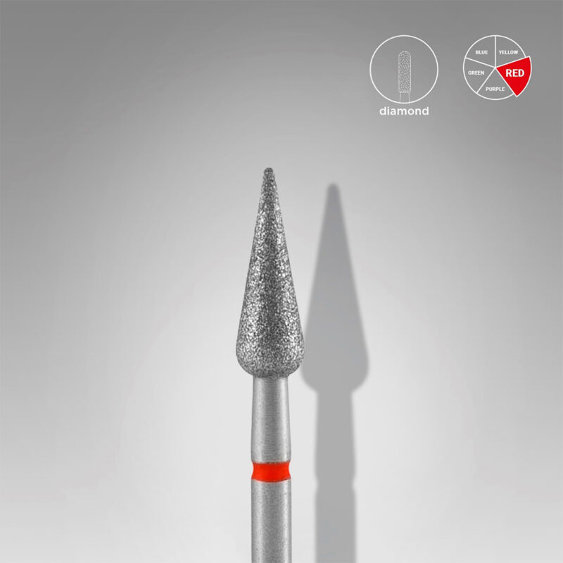 Broca de diamante para clavos, «pera puntiaguda», roja, diámetro 4 mm